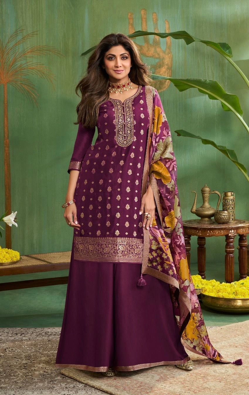 Luxury raw silk sharara