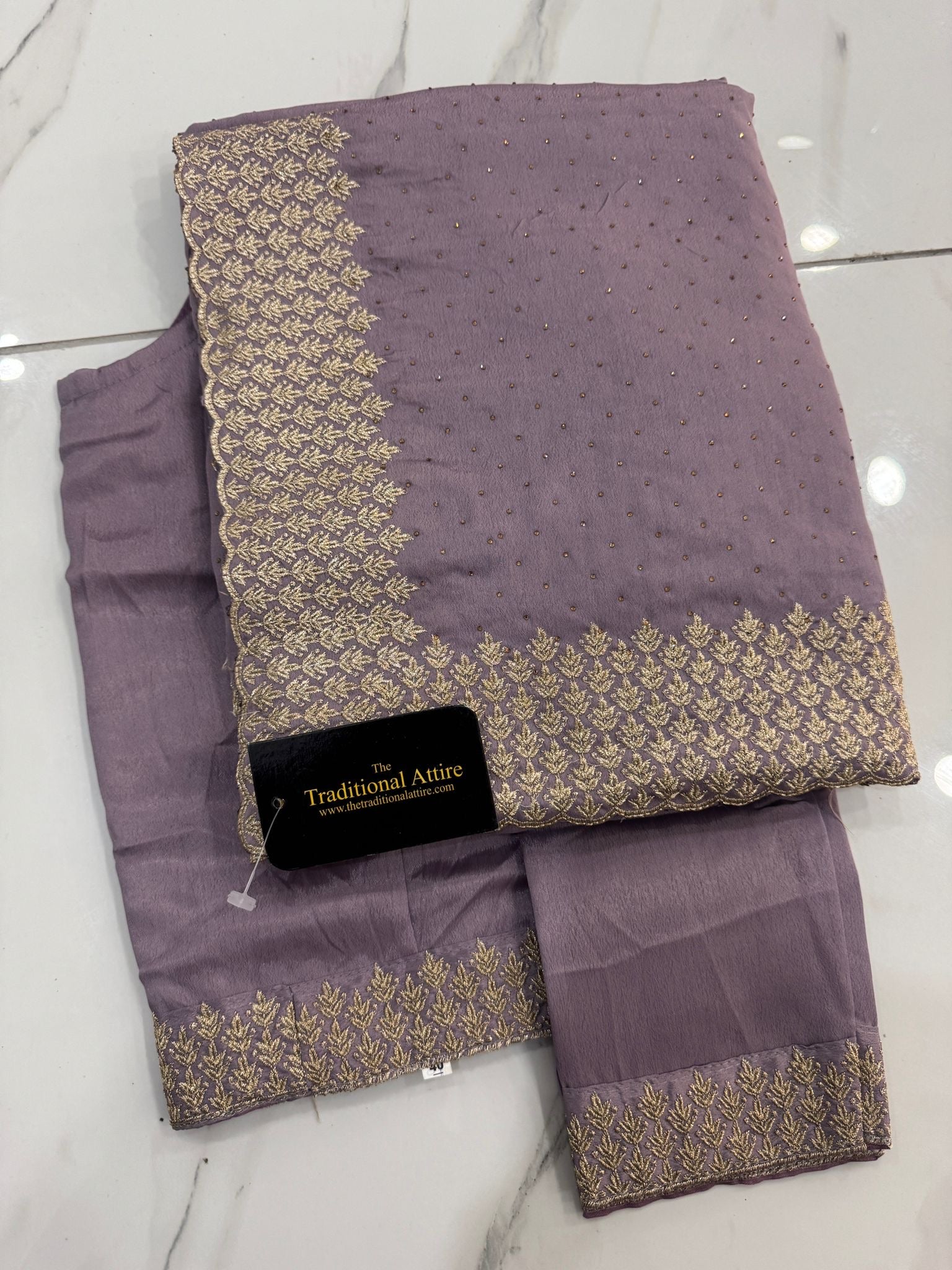 Embroidered diamanté saree