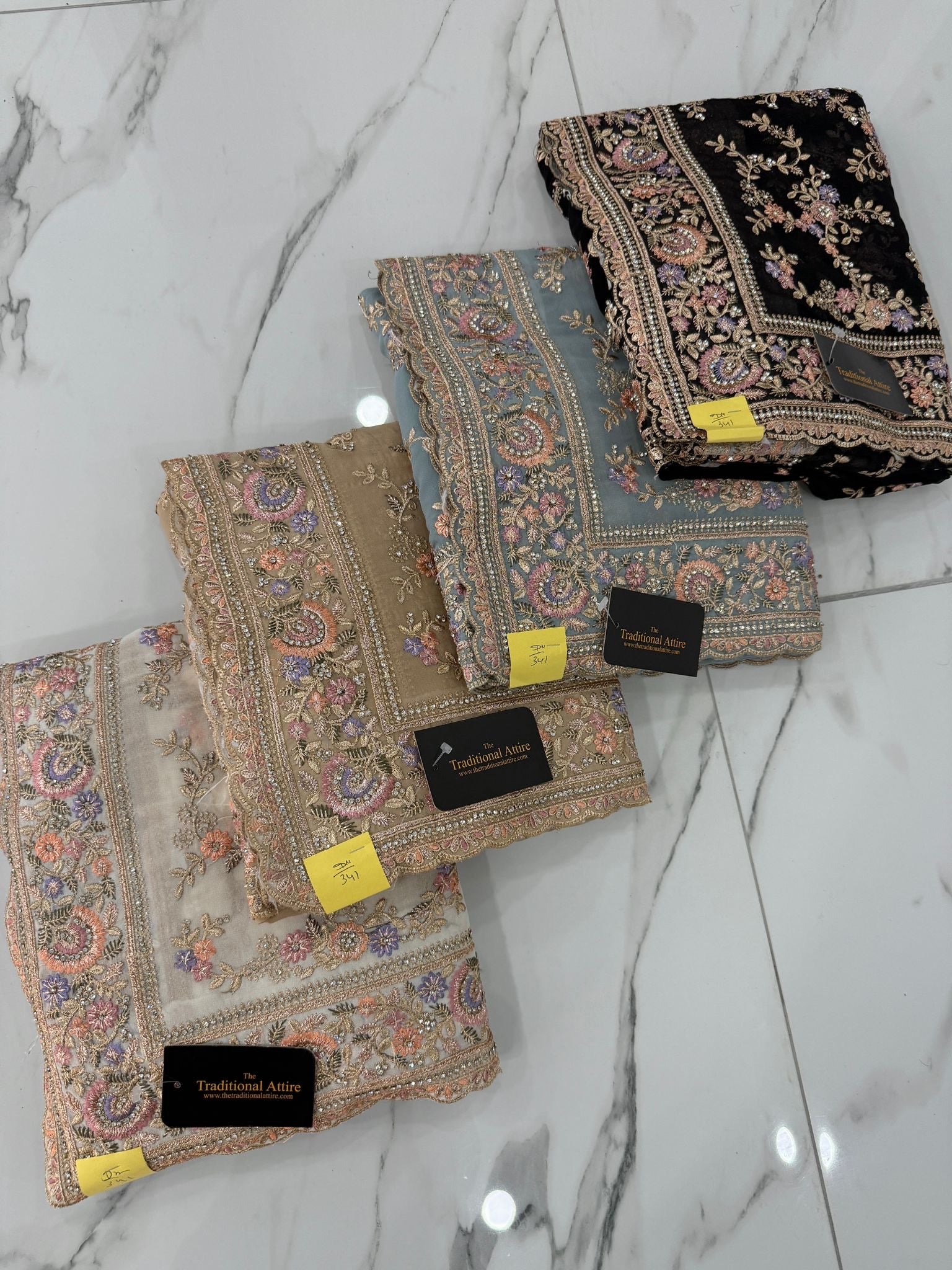 Heavy Embroidered Diamante Saree