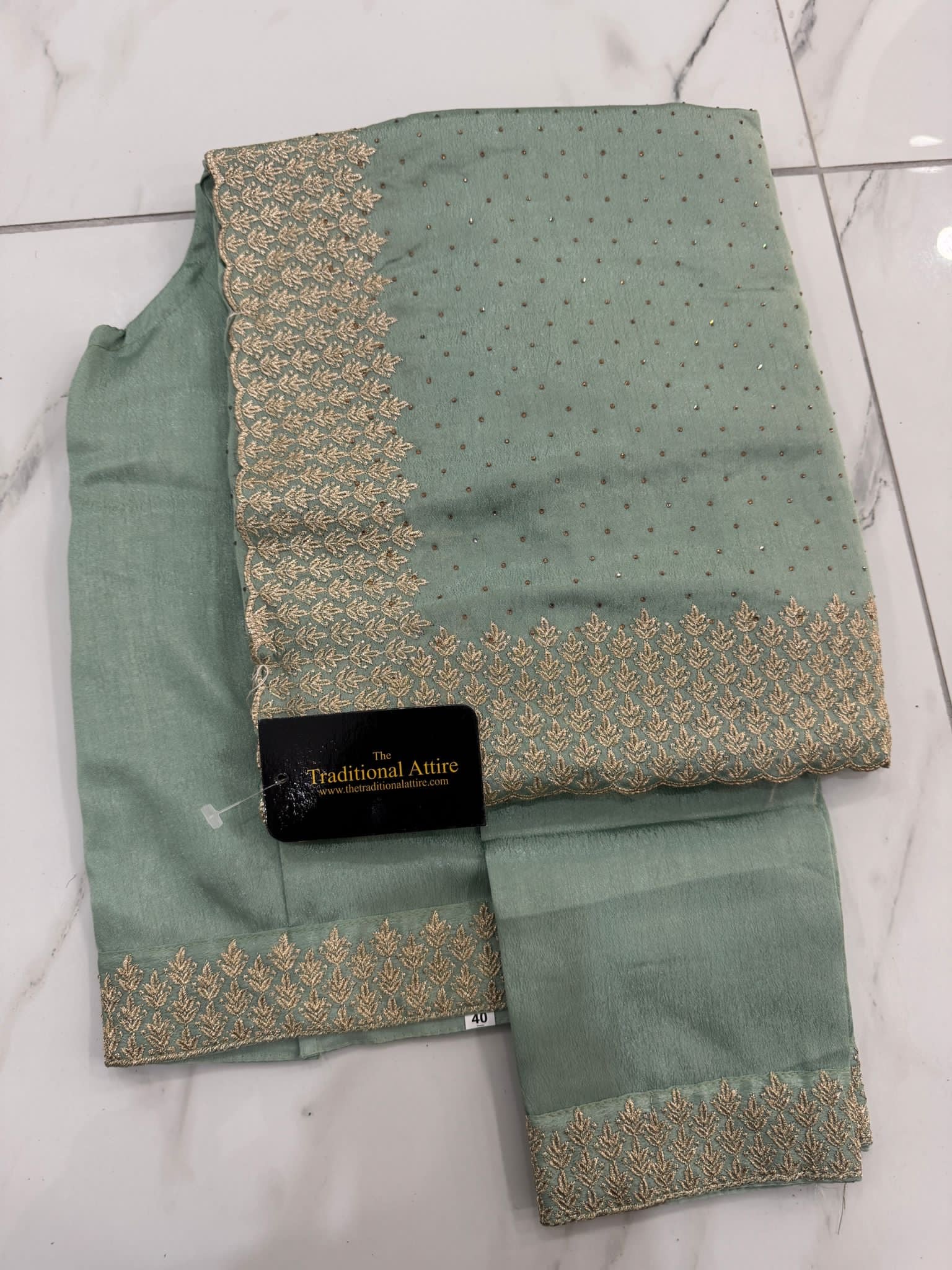 Embroidered diamanté saree