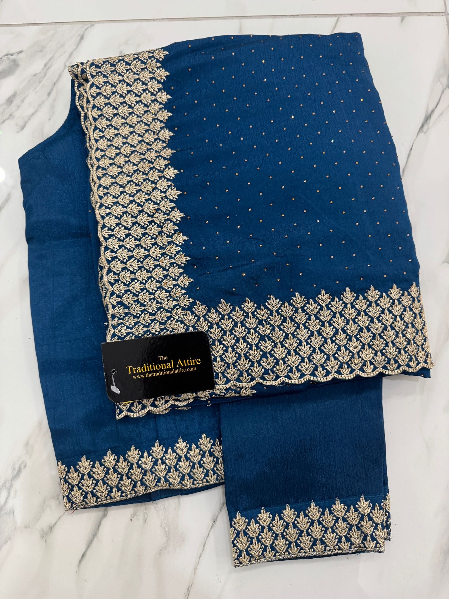 Embroidered diamanté saree