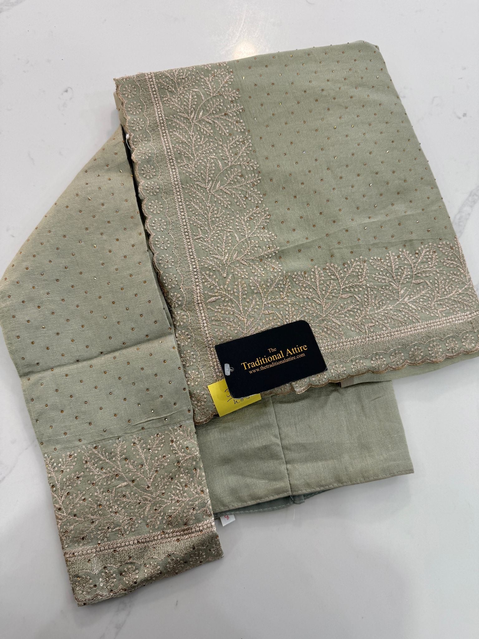 Embroidered diamanté saree