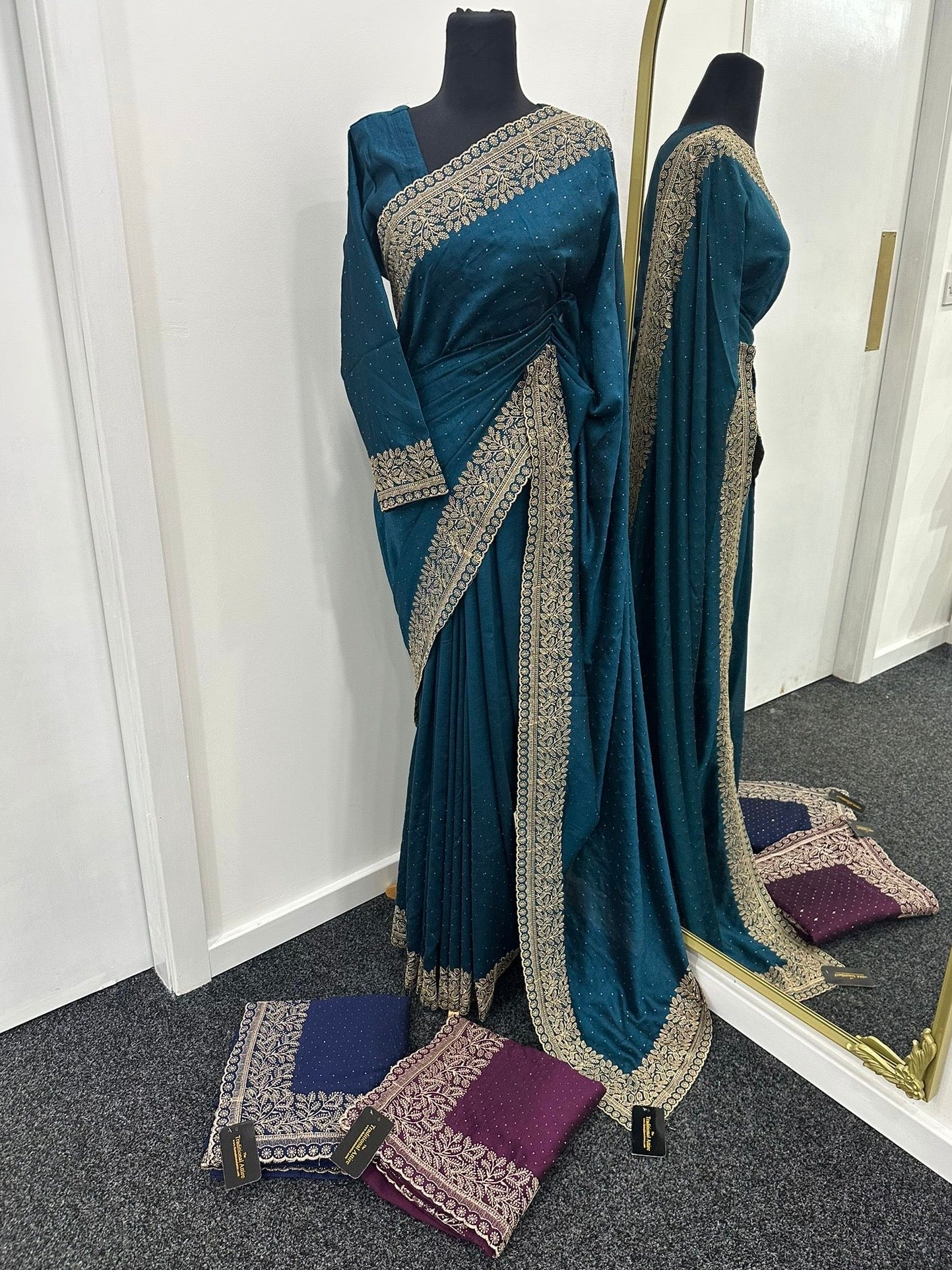 Embroidered diamanté saree