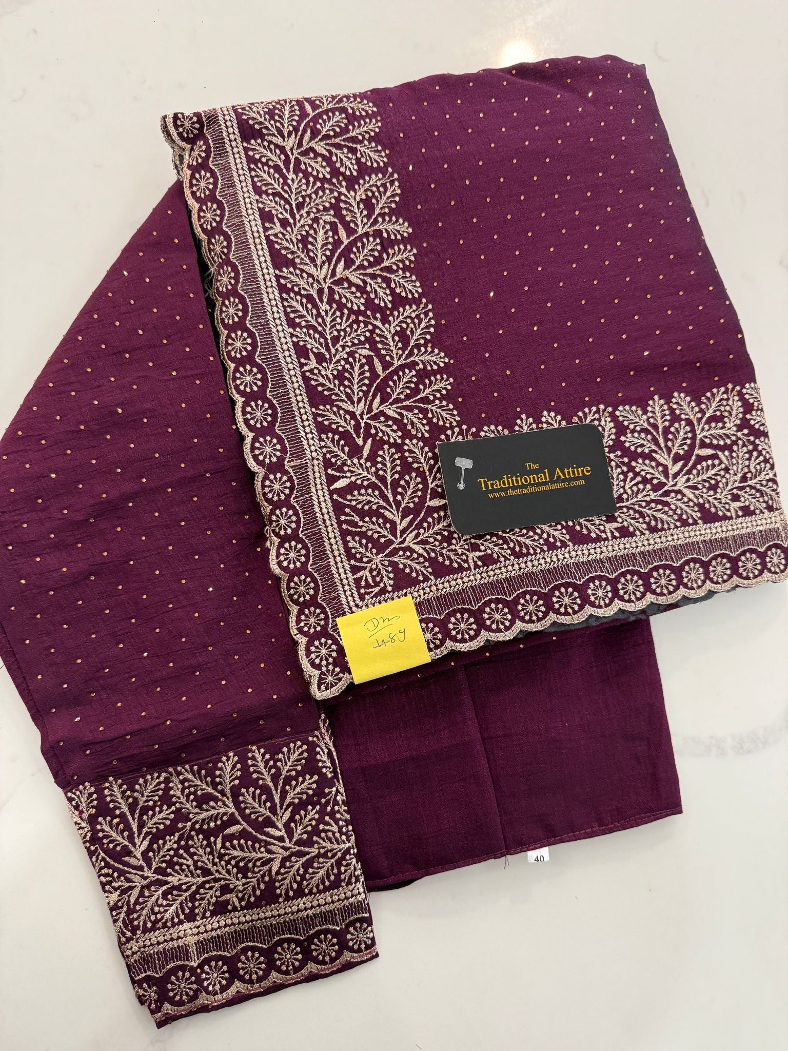 Embroidered diamanté saree