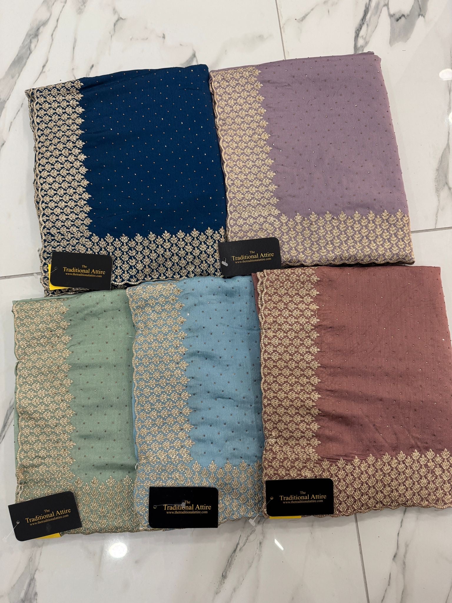 Embroidered diamanté saree