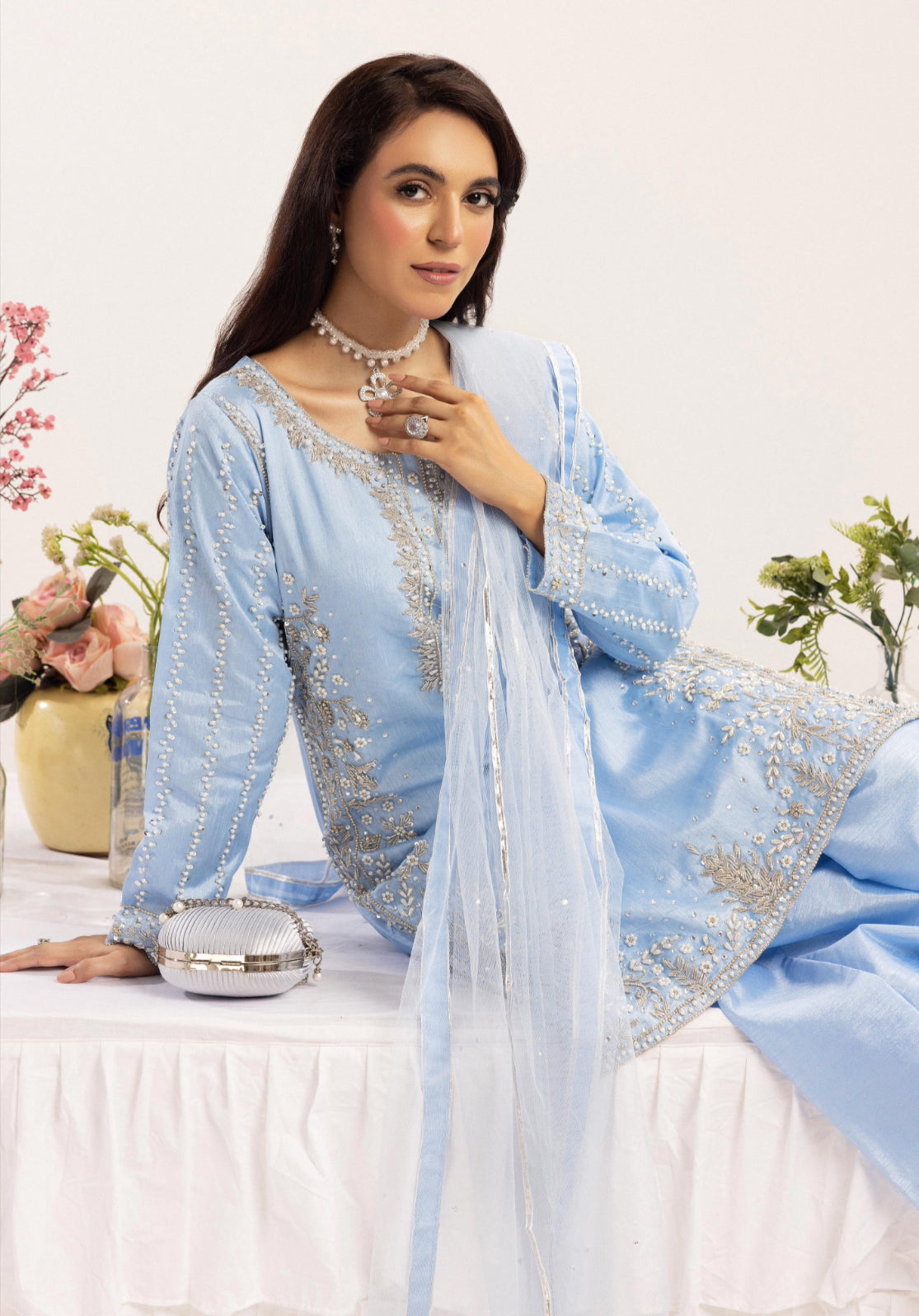 Signature raw silk sharara by SIMRANS