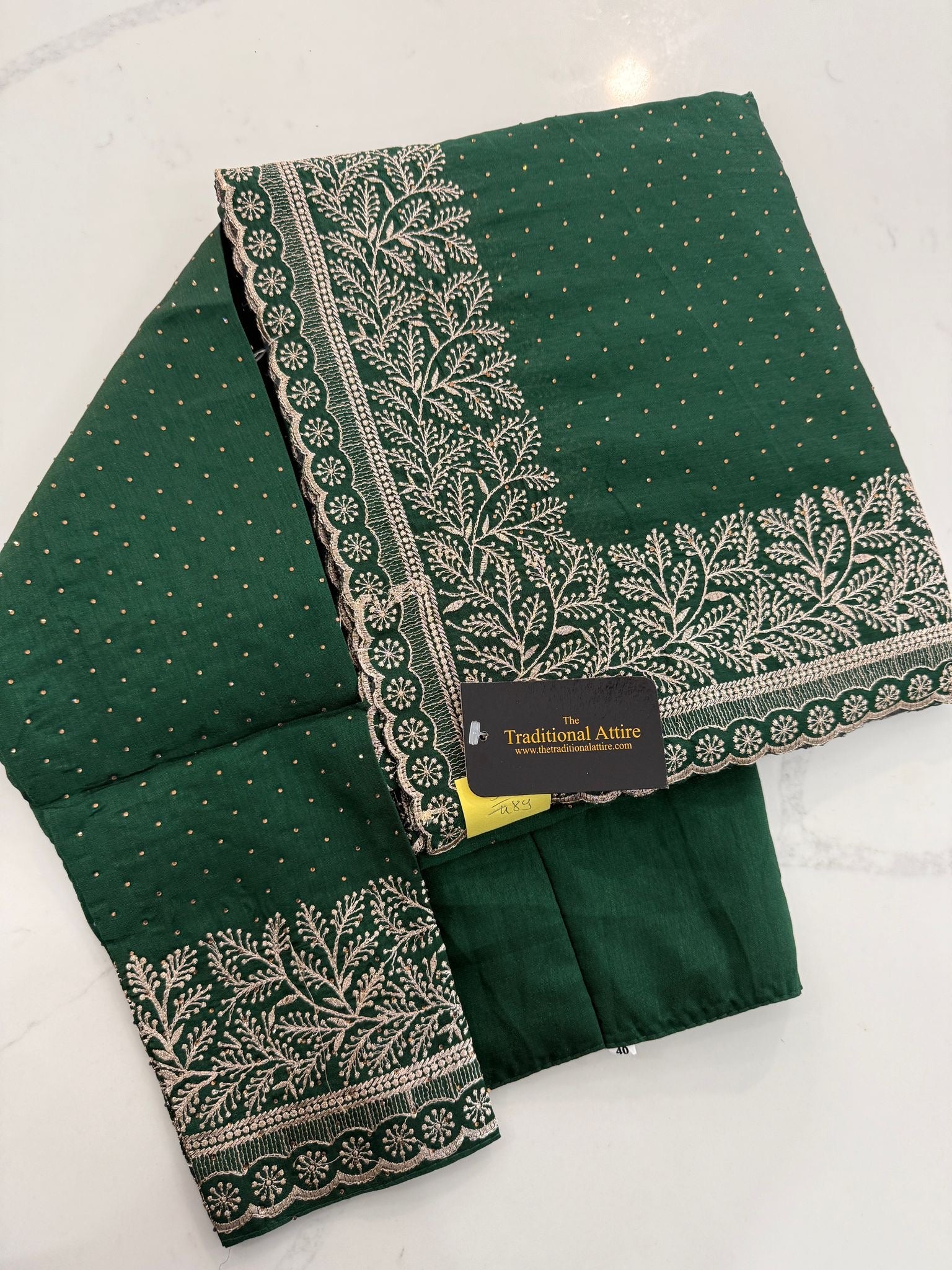 Embroidered diamanté saree