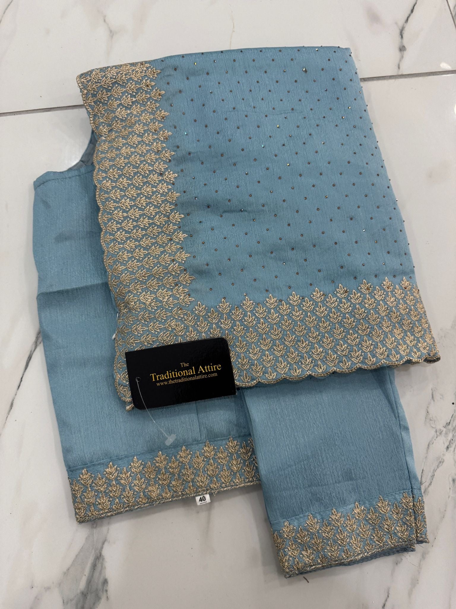 Embroidered diamanté saree