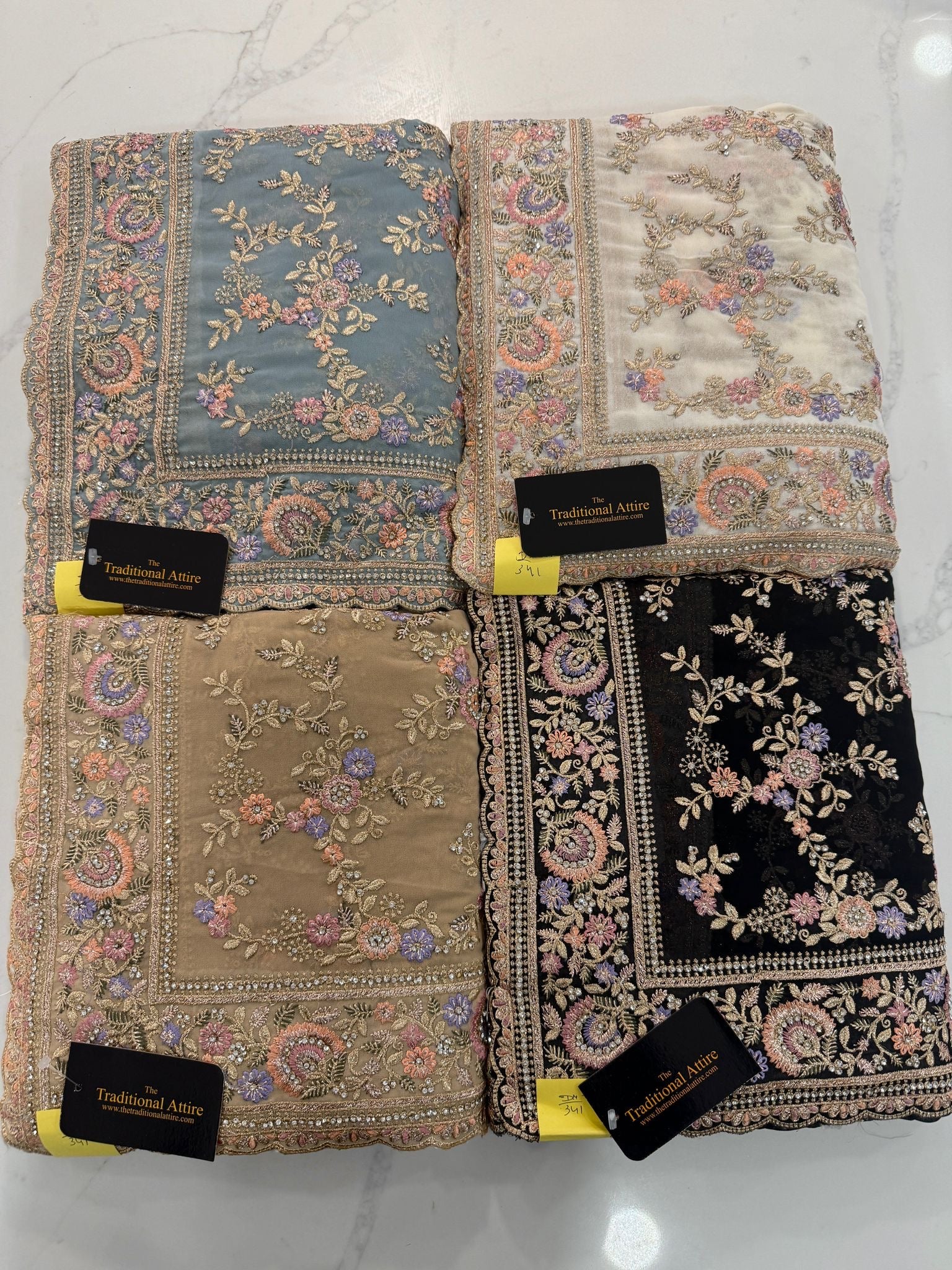 Heavy Embroidered Diamante Saree