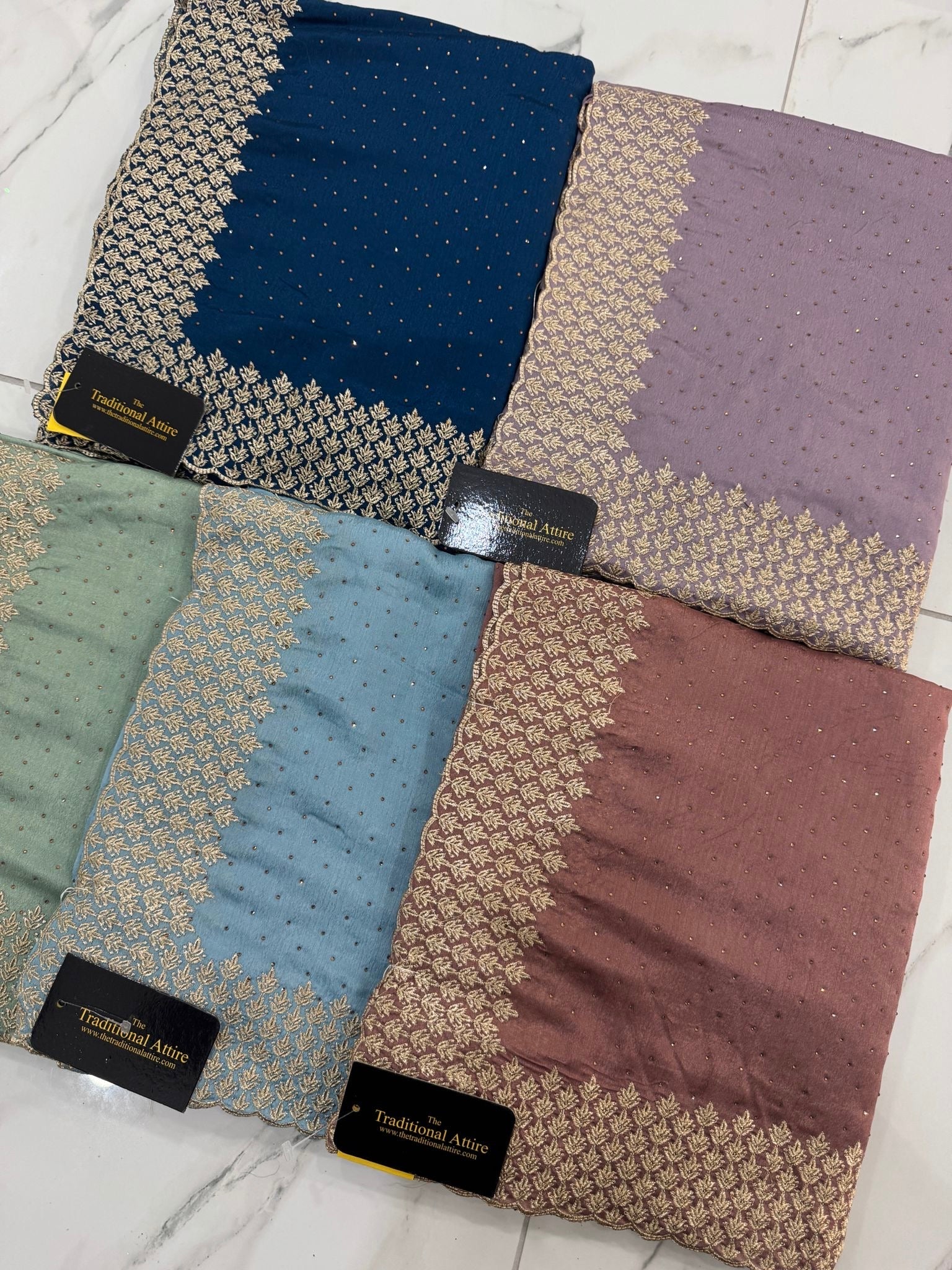 Embroidered diamanté saree