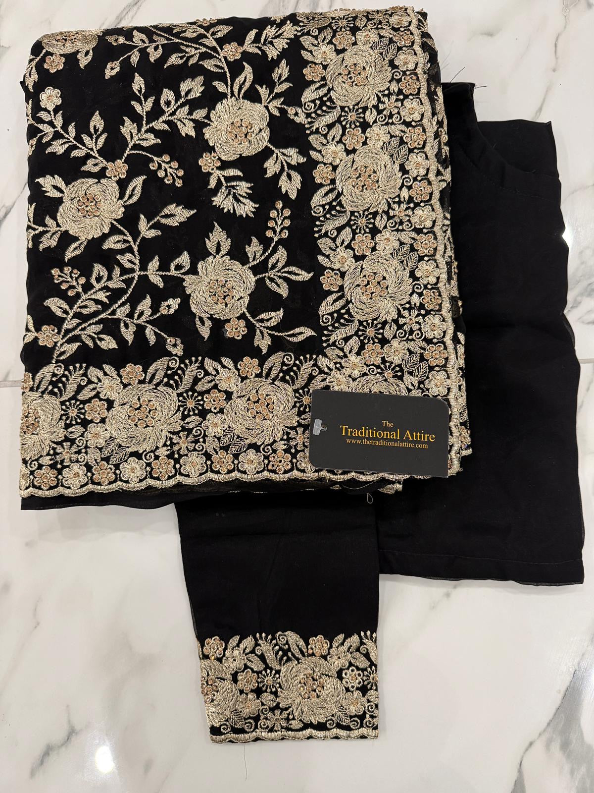 Embroidered stonework Saree