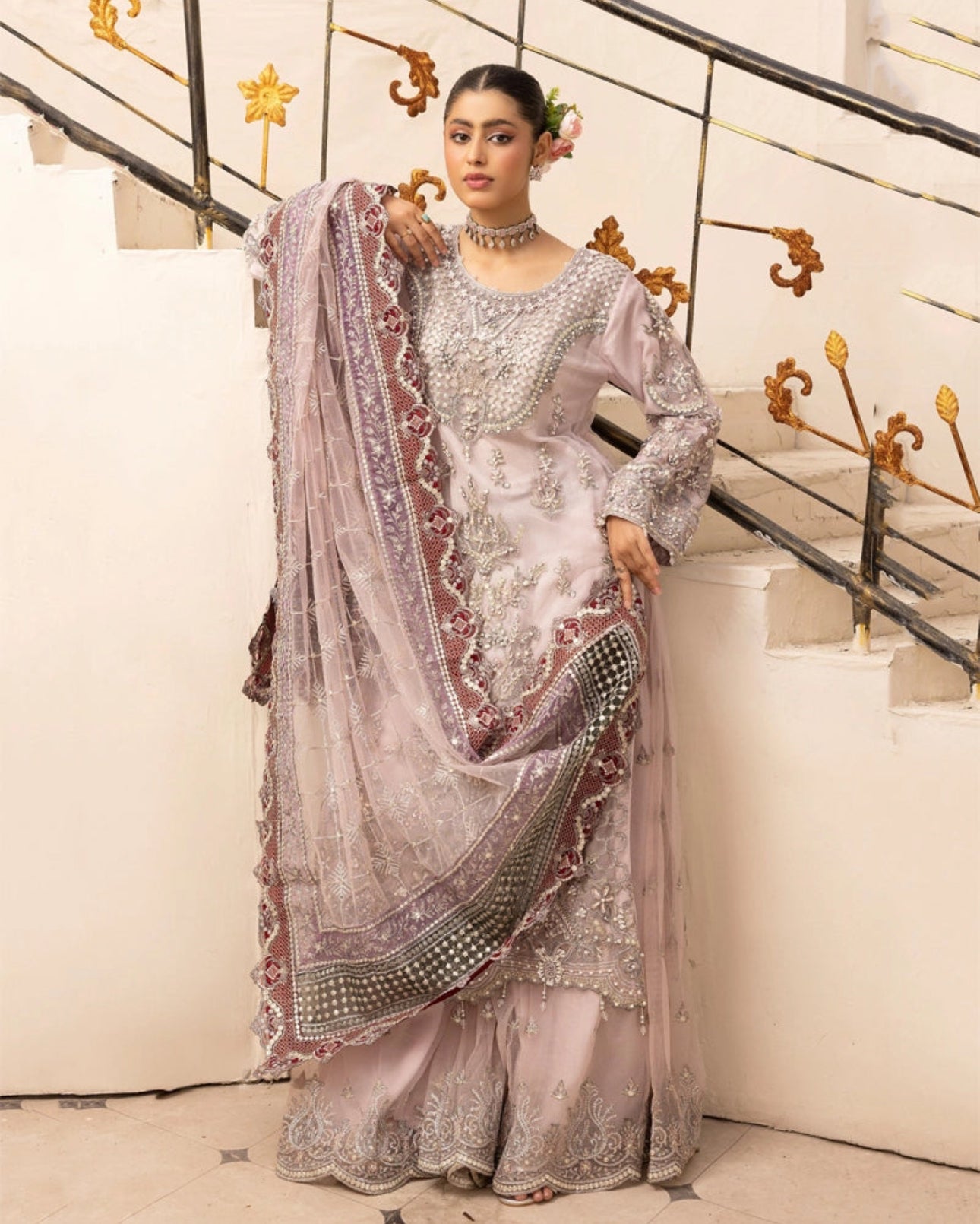 Imrozia Inspired lilac Party Sharara