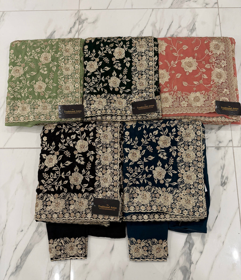 Embroidered stonework Saree