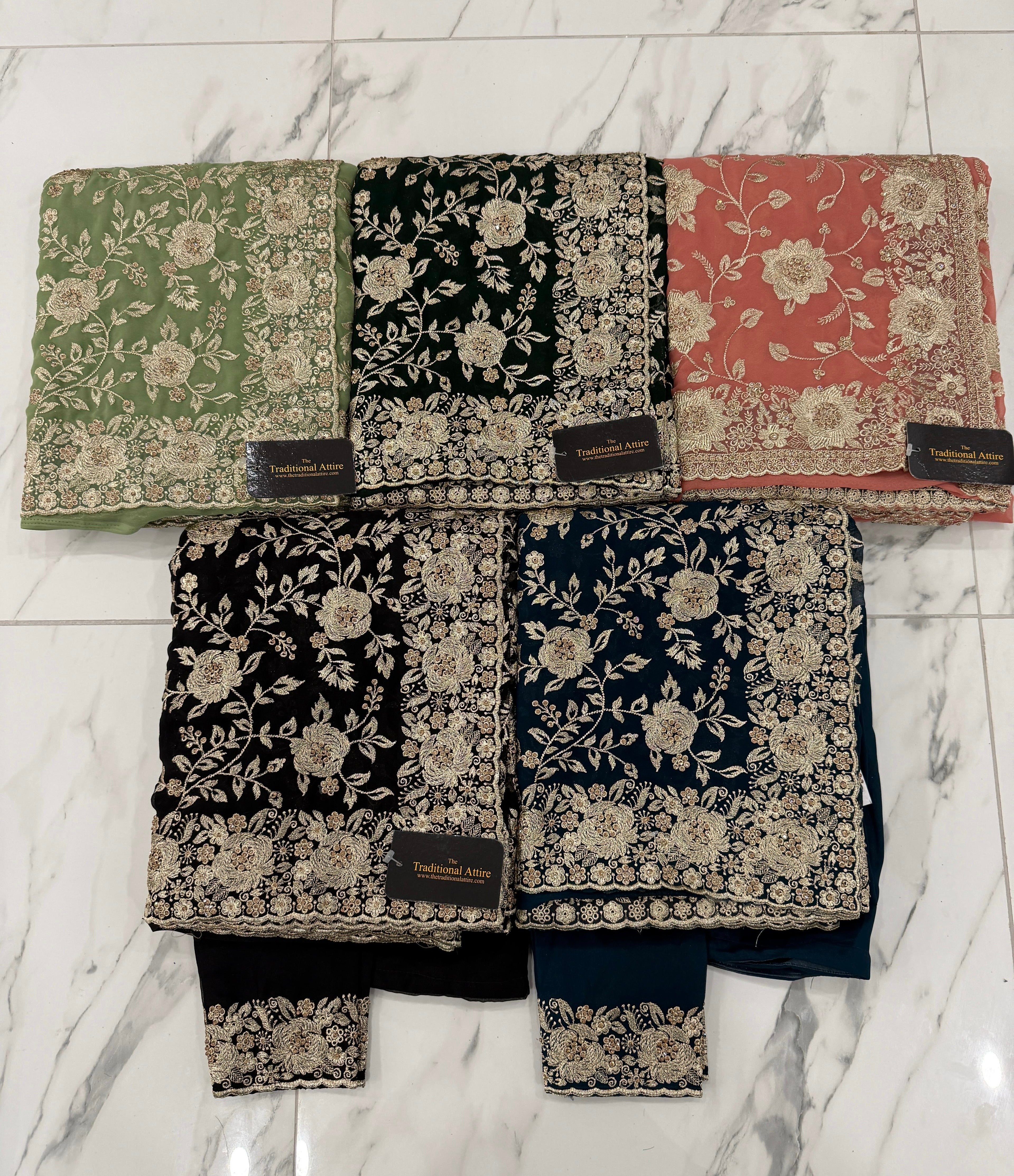 Embroidered stonework Saree