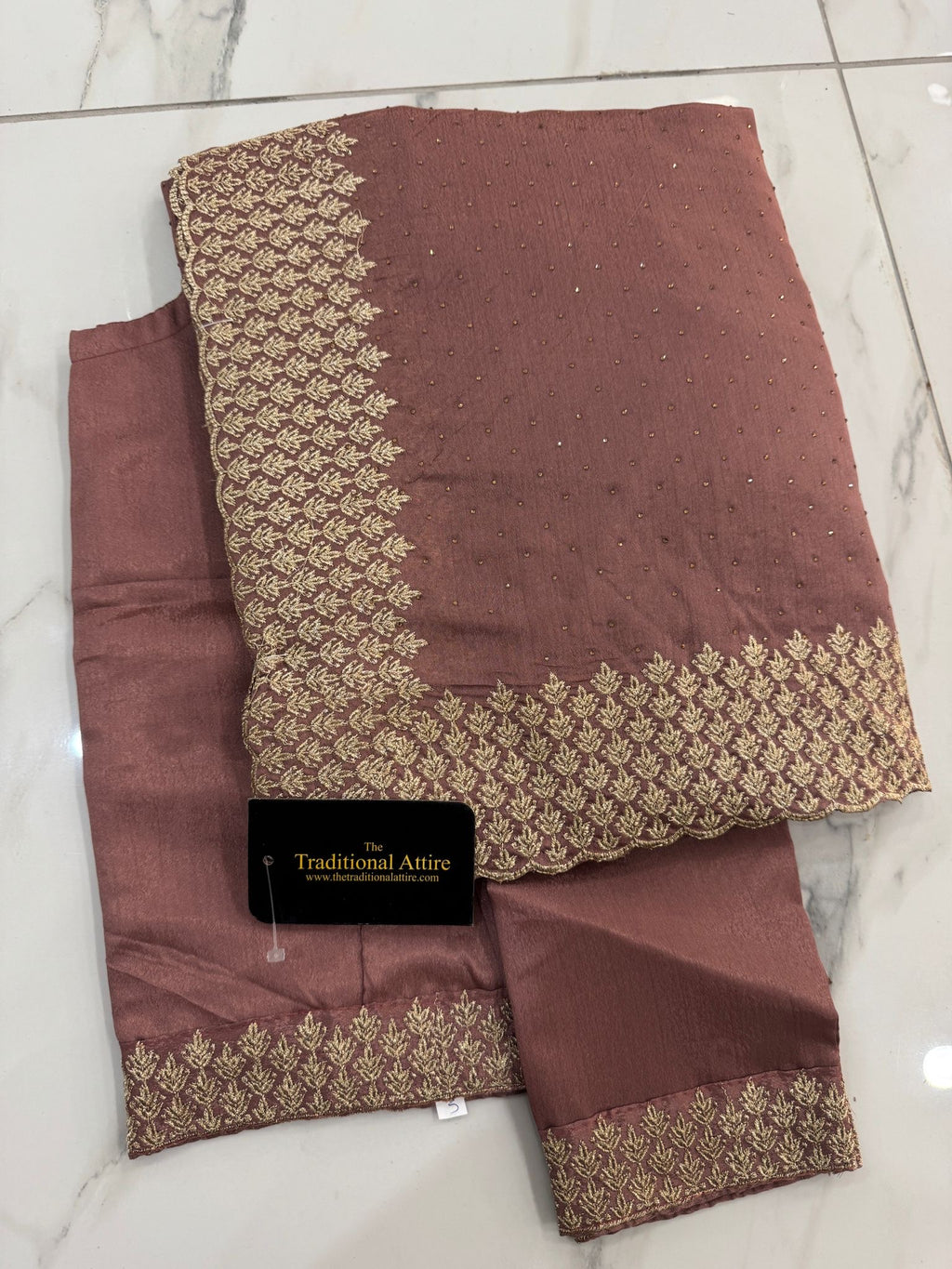 Embroidered diamanté saree