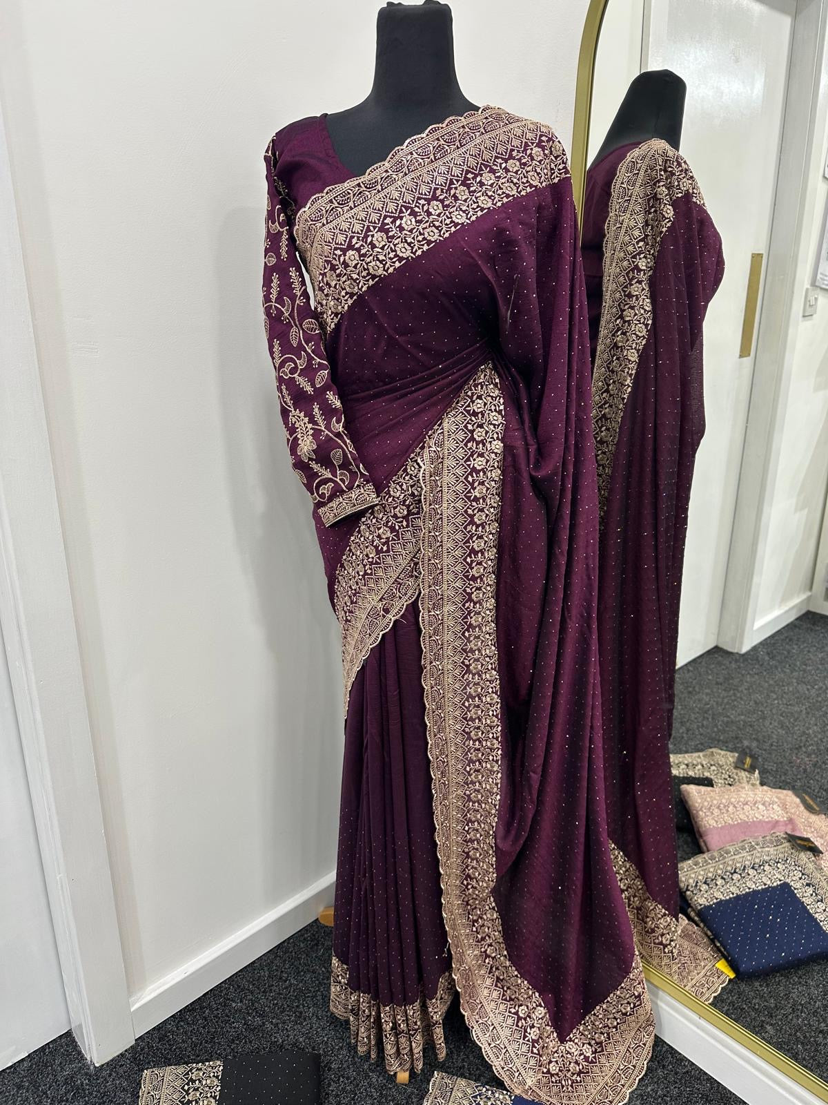 Isha embroidered diamanté saree