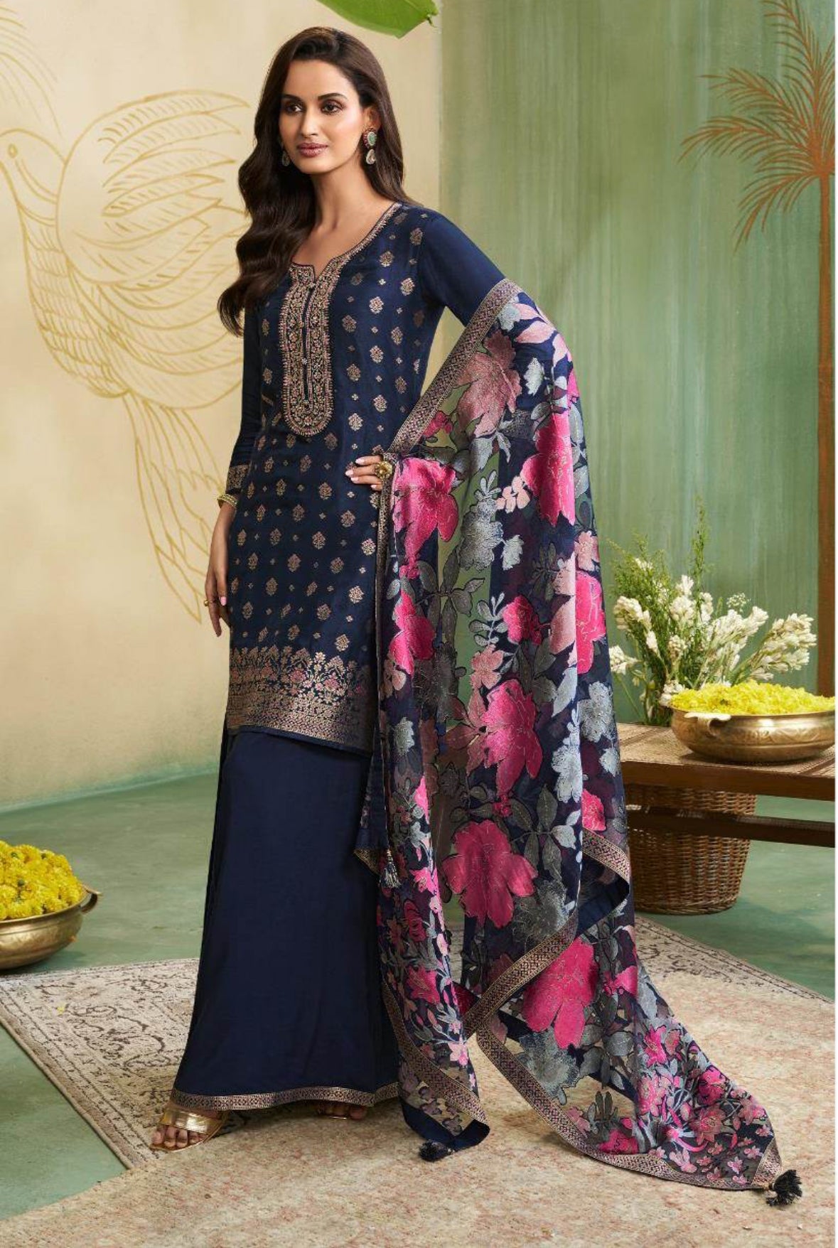 Luxury raw silk sharara