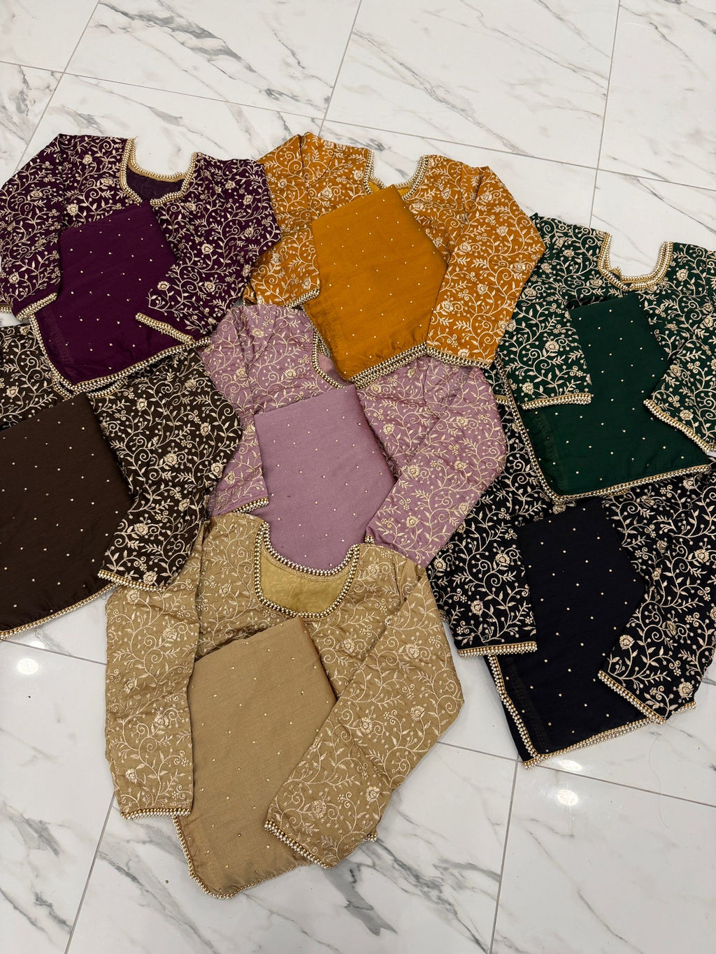 Diamanté pearl saree with embroidered blouse