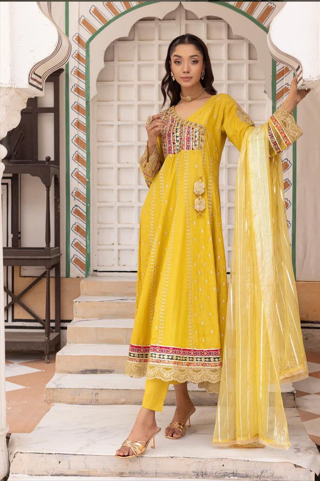 Cotton Zari Work Dress by Simrans