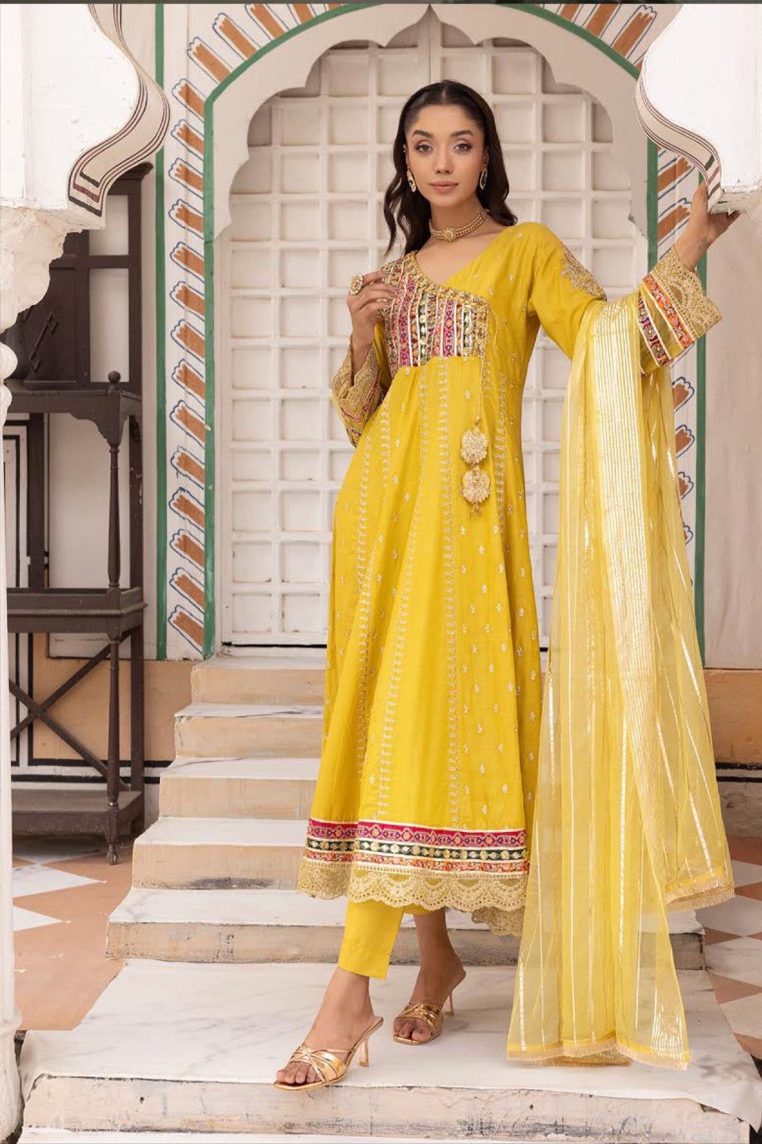 Cotton Zari Work Dress by Simrans