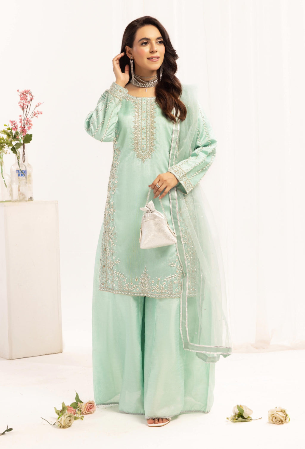 Signature raw silk sharara by SIMRANS