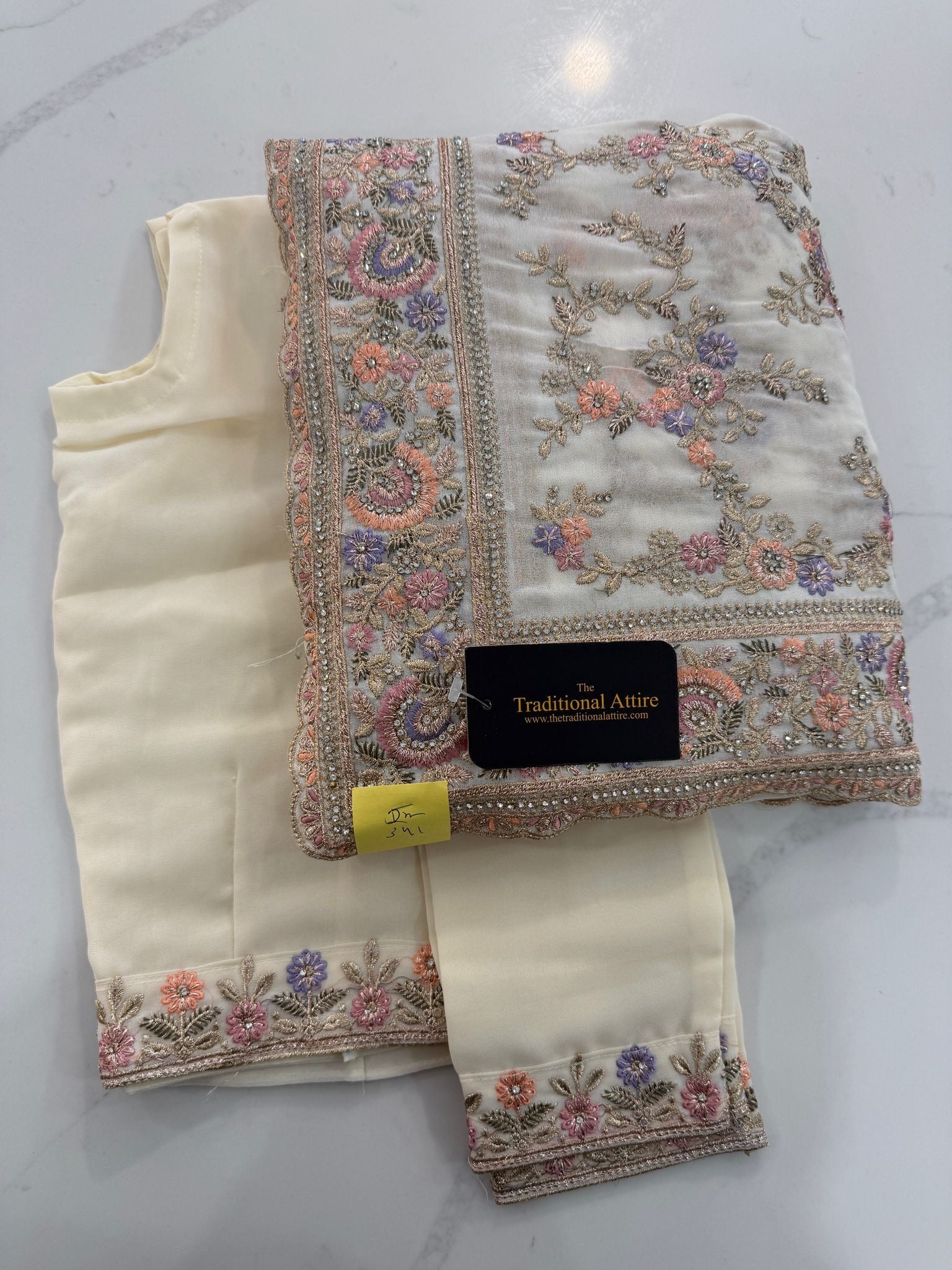 Heavy Embroidered Diamante Saree