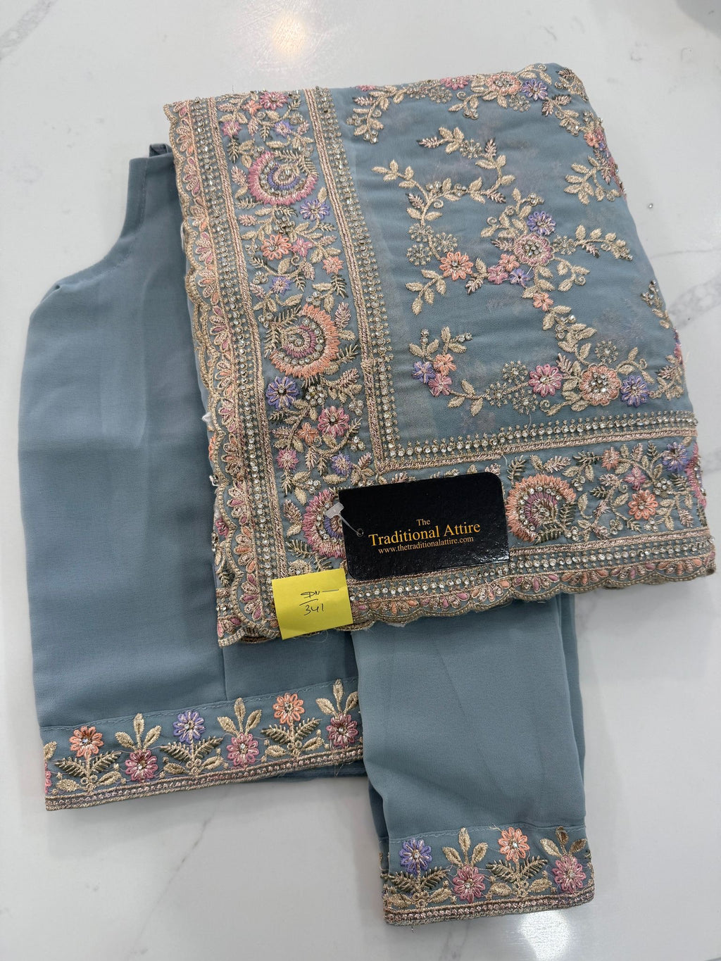 Heavy Embroidered Diamante Saree