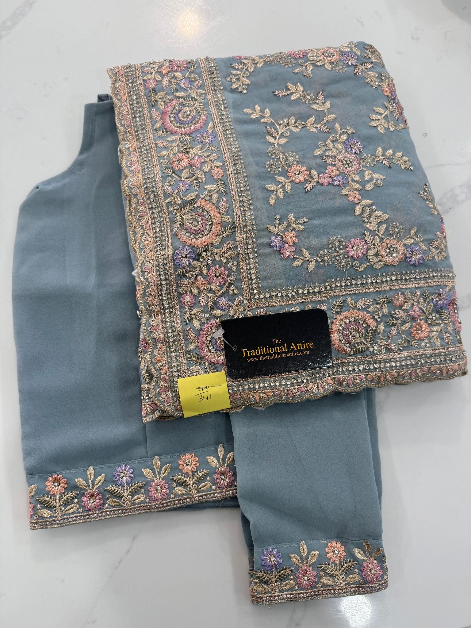 Heavy Embroidered Diamante Saree