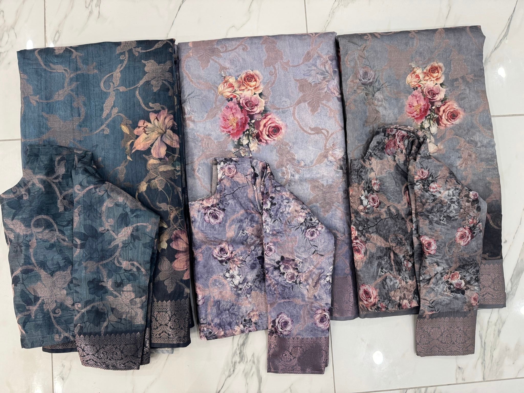 Floral printed Banarsi saree