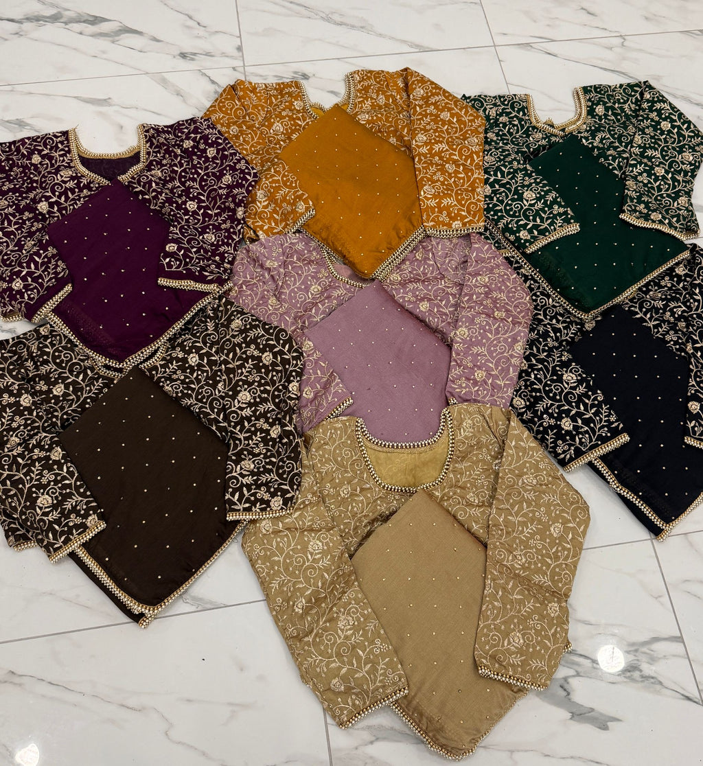 Diamanté pearl saree with embroidered blouse