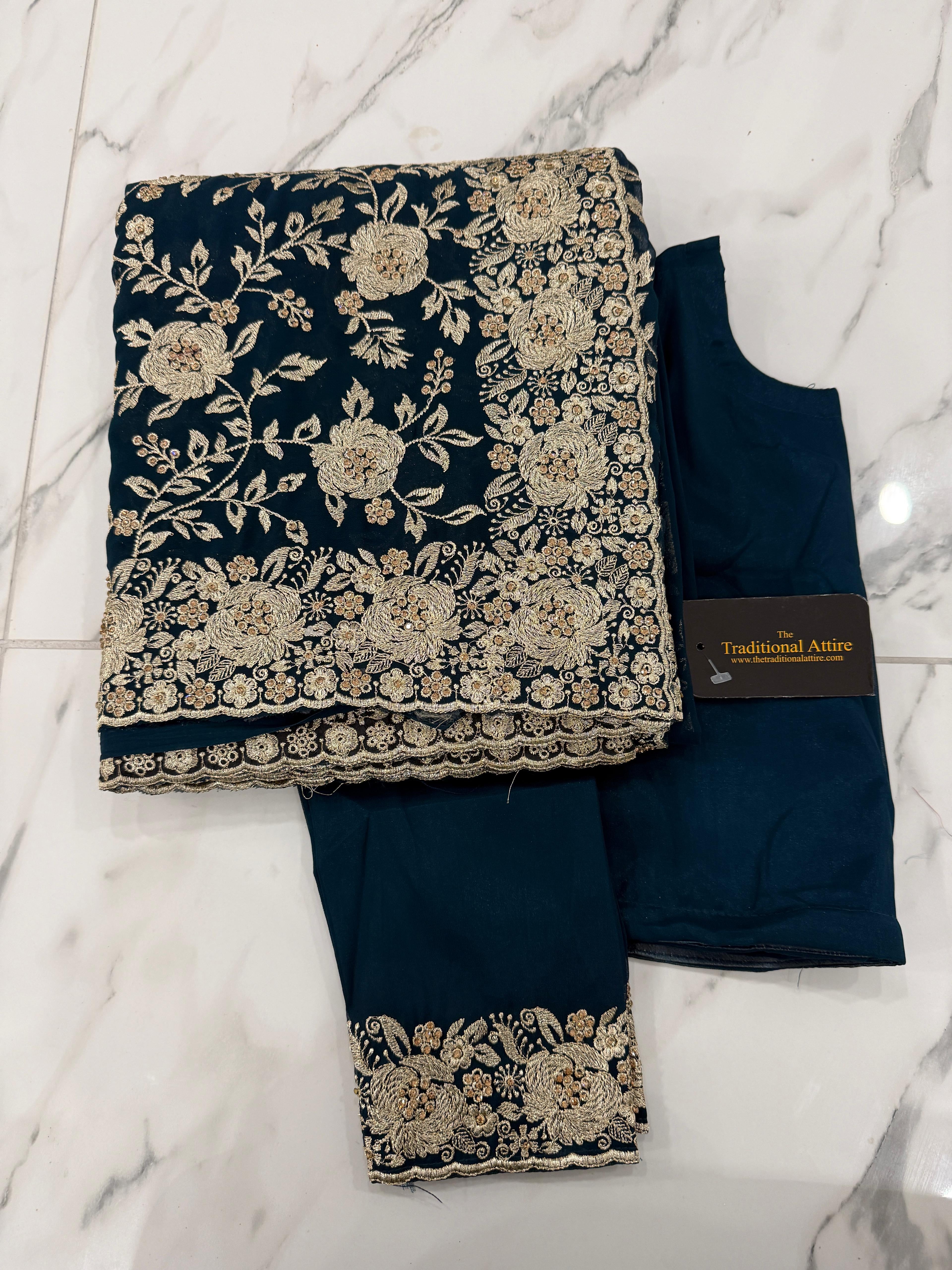 Embroidered stonework Saree