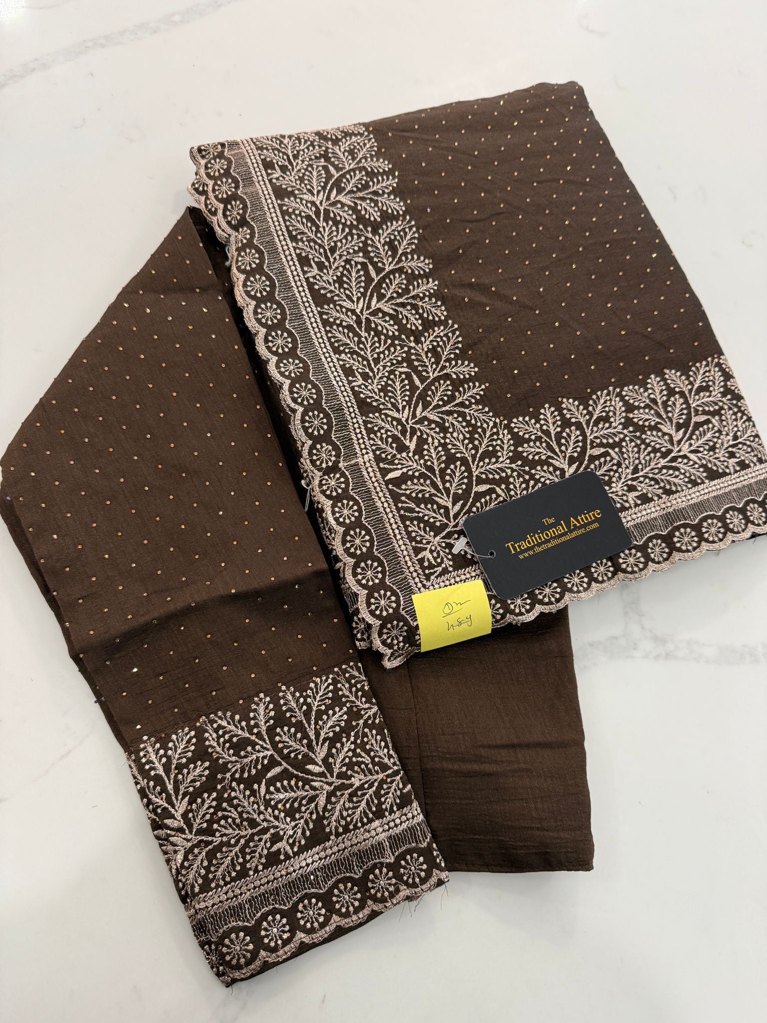 Embroidered diamanté saree