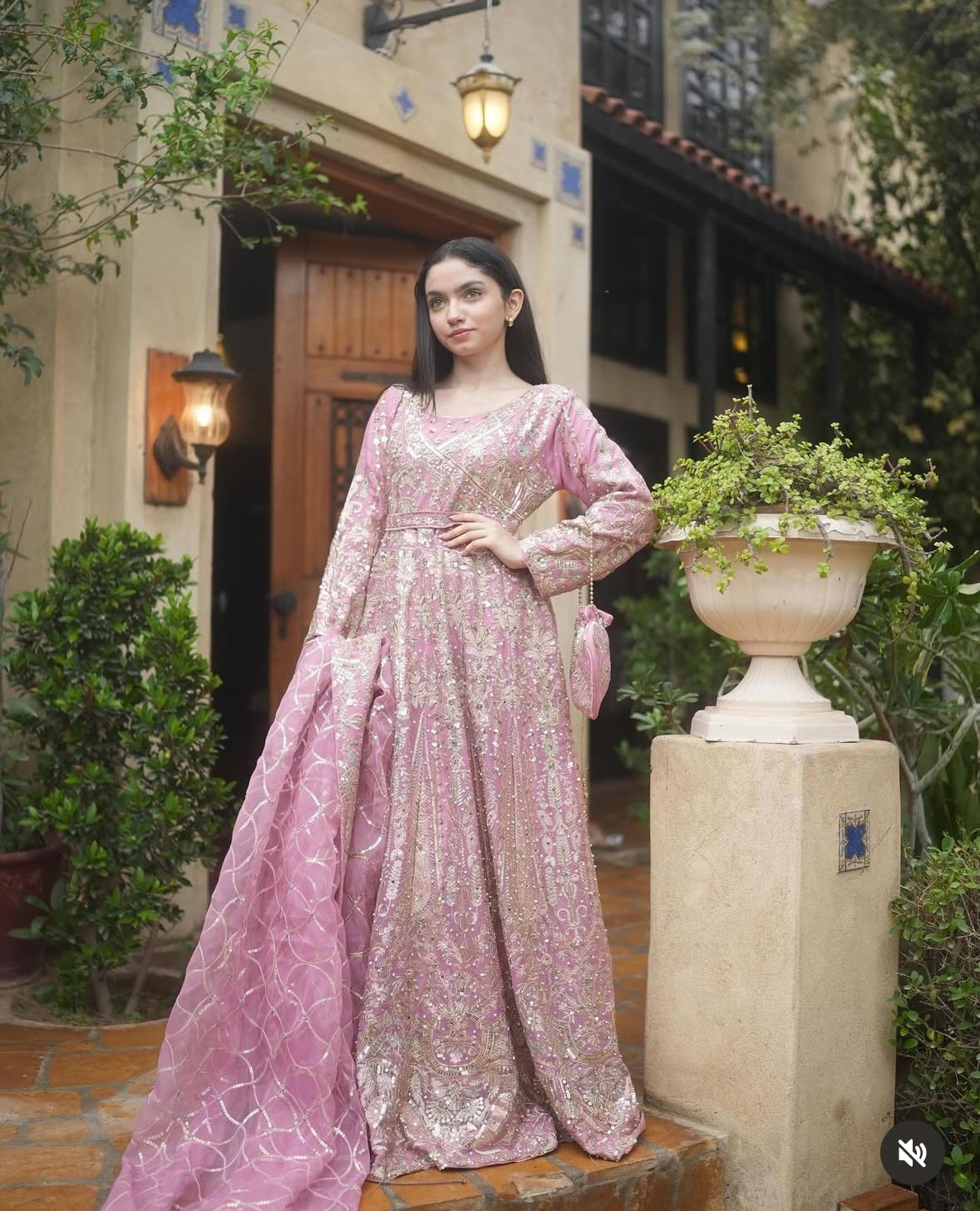 Embroidered chiffon maxi dress by Simrans