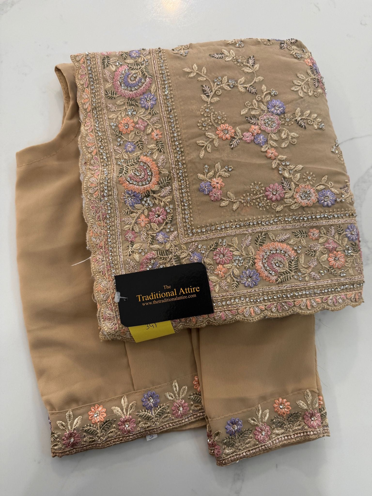 Heavy Embroidered Diamante Saree